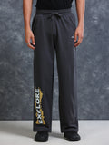 ARDEUR Men Steel Grey Cotton Blend Explore Printed Baggy Fit Track Pants