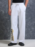 ARDEUR Men White Melange Cotton Blend Explore Printed Baggy Fit Track Pants