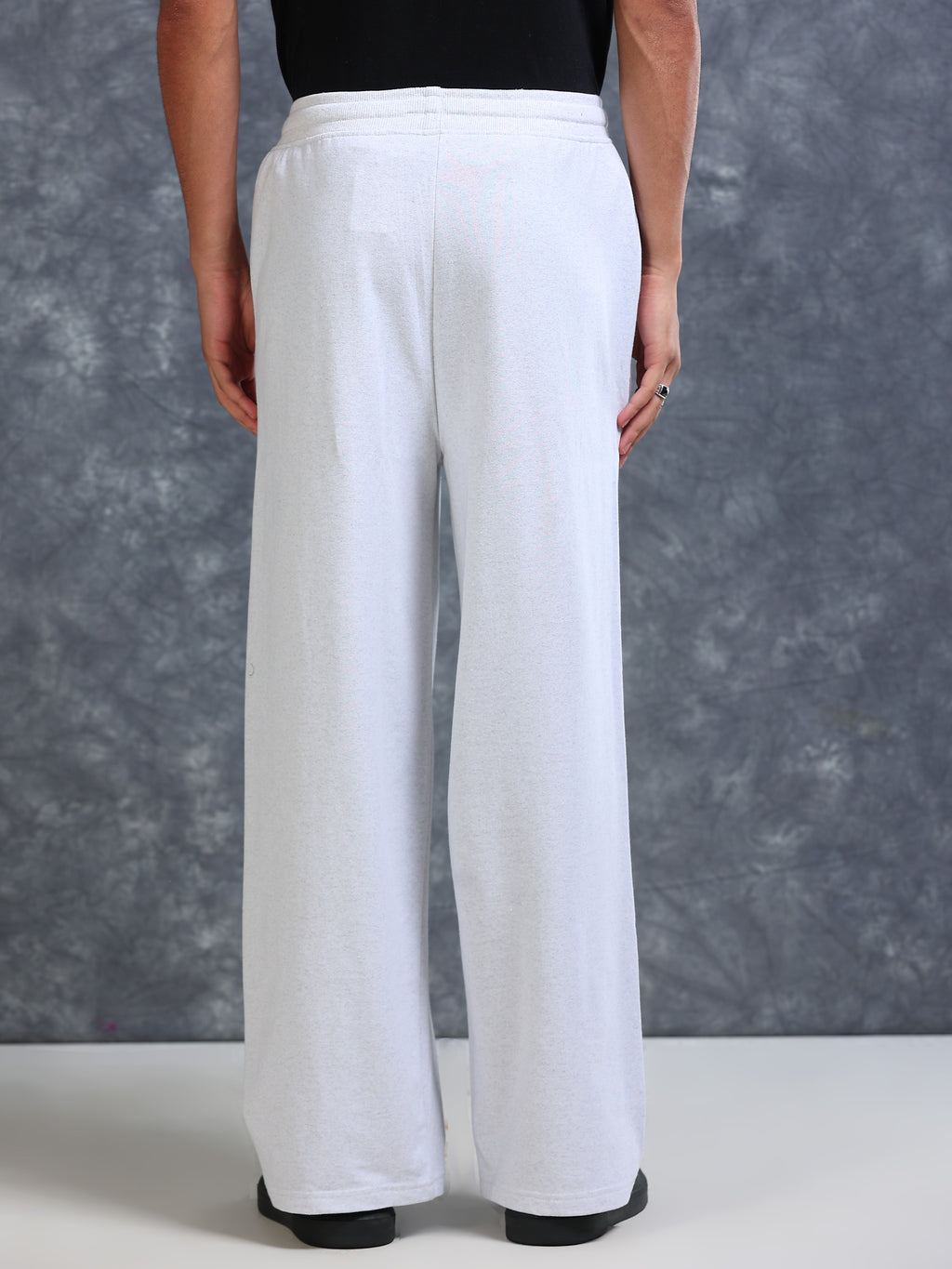 ARDEUR Men White Melange Cotton Blend Explore Printed Baggy Fit Track Pants