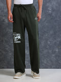 ARDEUR Men Olive Cotton Blend Offroader Printed Baggy Fit Track Pants