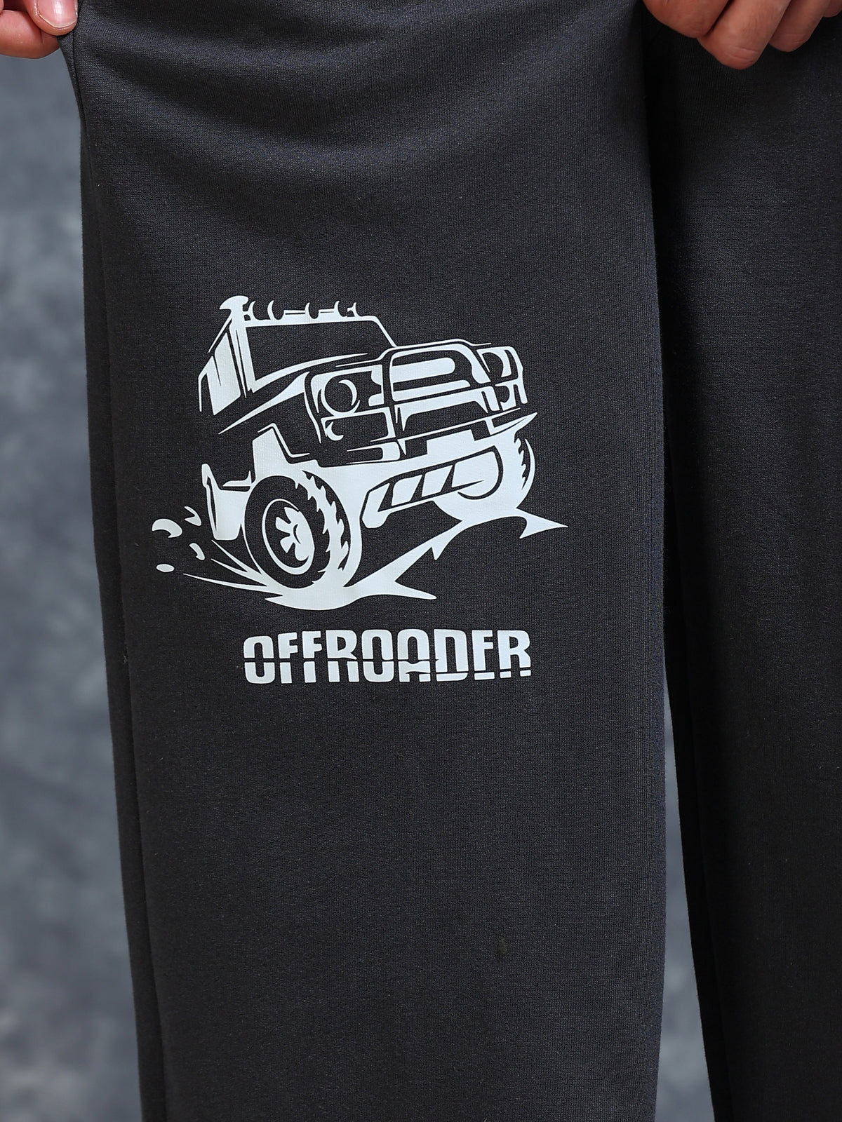 ARDEUR Men Steel Grey Cotton Blend Offroader Printed Baggy Fit Track Pants