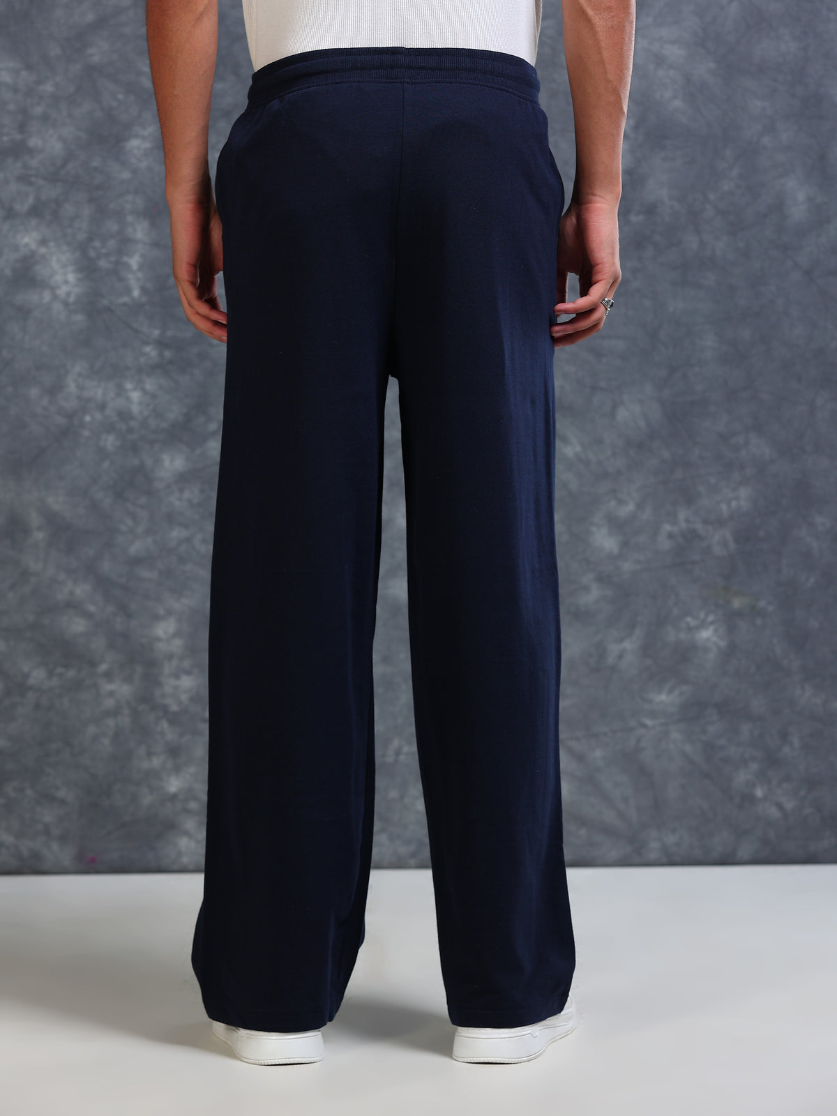 ARDEUR Men Navy Cotton Blend Cyclist Printed Baggy Fit Track Pants