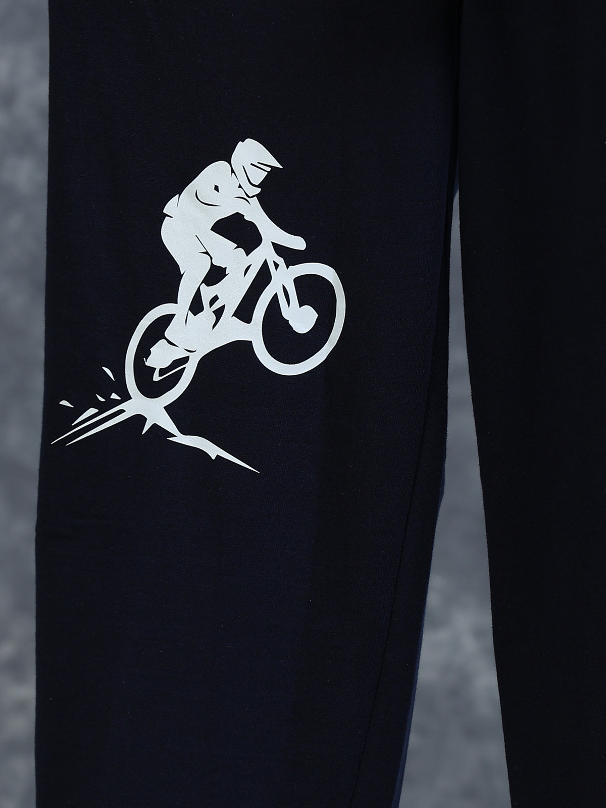 ARDEUR Men Navy Cotton Blend Cyclist Printed Baggy Fit Track Pants