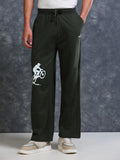 ARDEUR Men Olive Cotton Blend Cyclist Printed Baggy Fit Track Pants