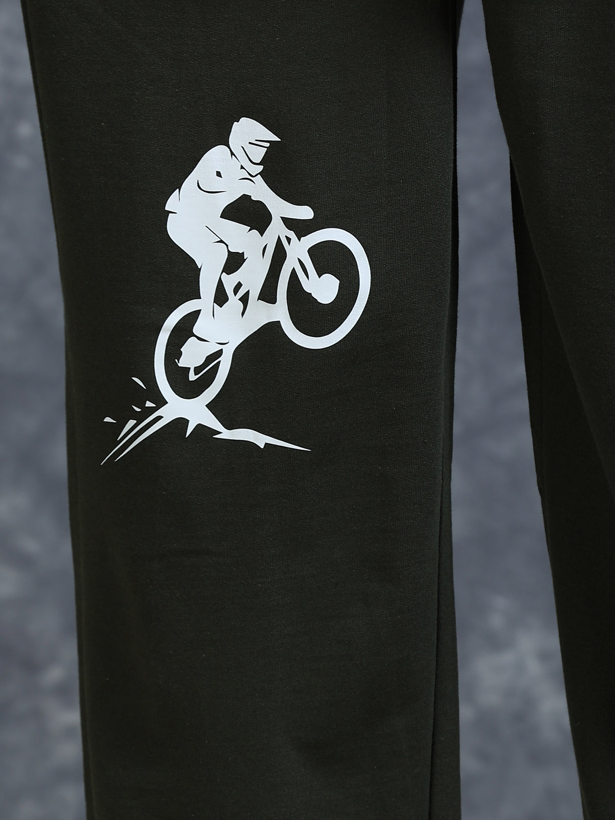 ARDEUR Men Olive Cotton Blend Cyclist Printed Baggy Fit Track Pants