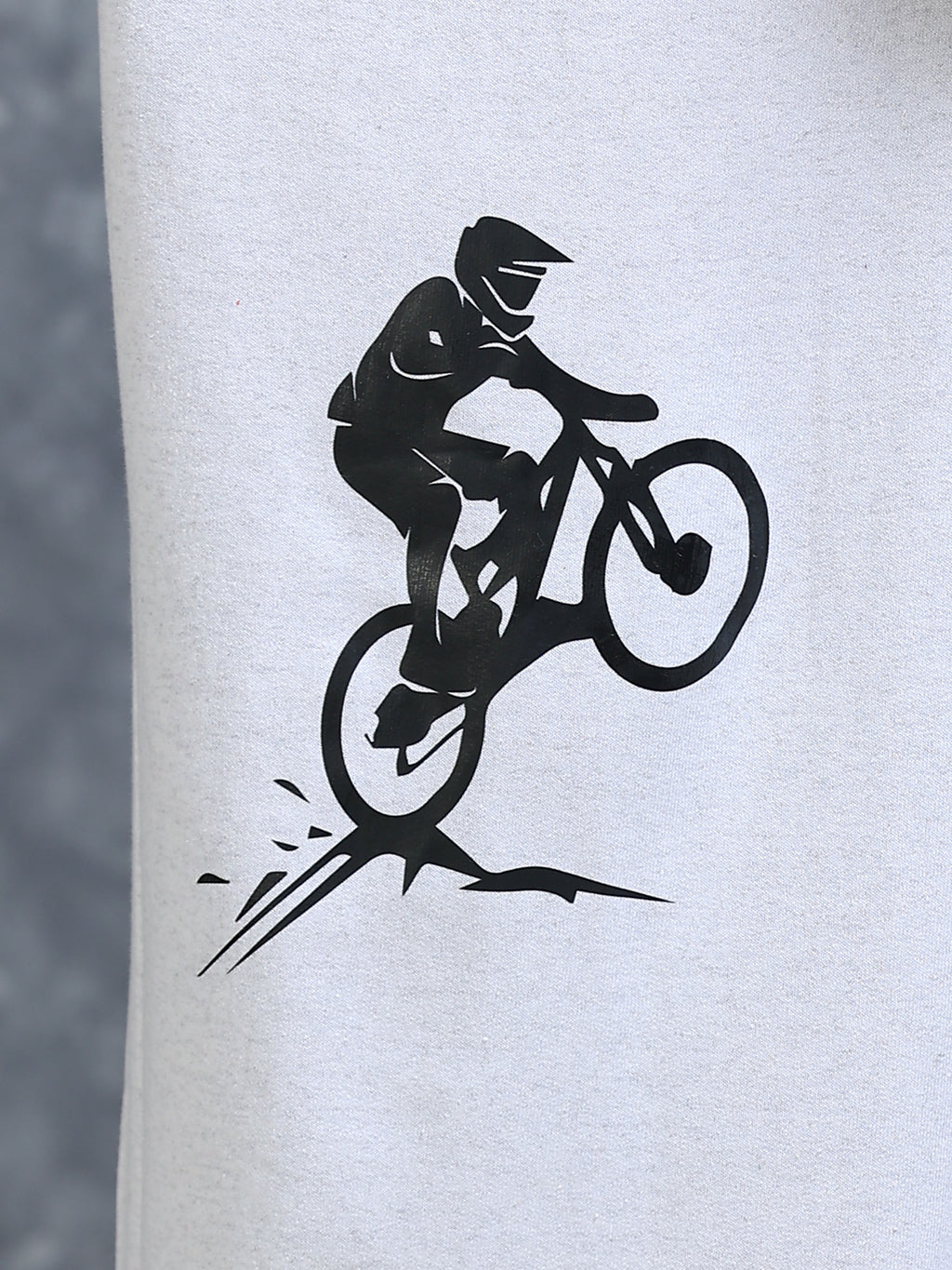 ARDEUR Men White Melange Cotton Blend Cyclist Printed Baggy Fit Track Pants