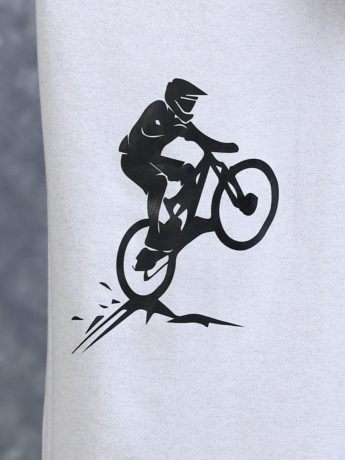 ARDEUR Men White Melange Cotton Blend Cyclist Printed Baggy Fit Track Pants