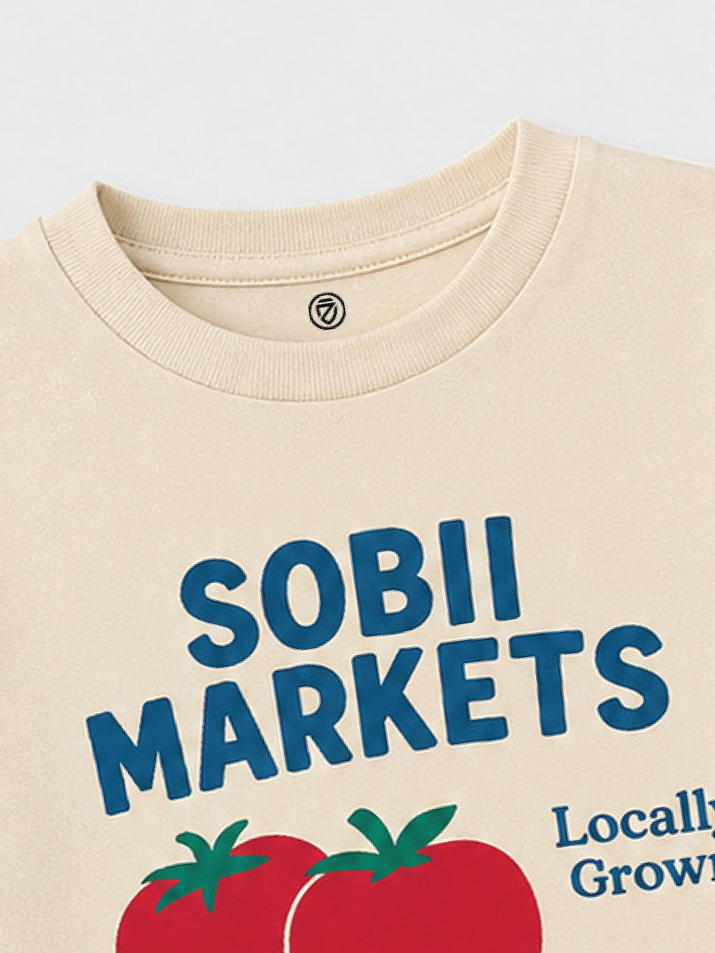 CODEZ Boys Beige Pure Cotton Sobii Markets Tomato Graphic Relaxed Fit T-Shirt