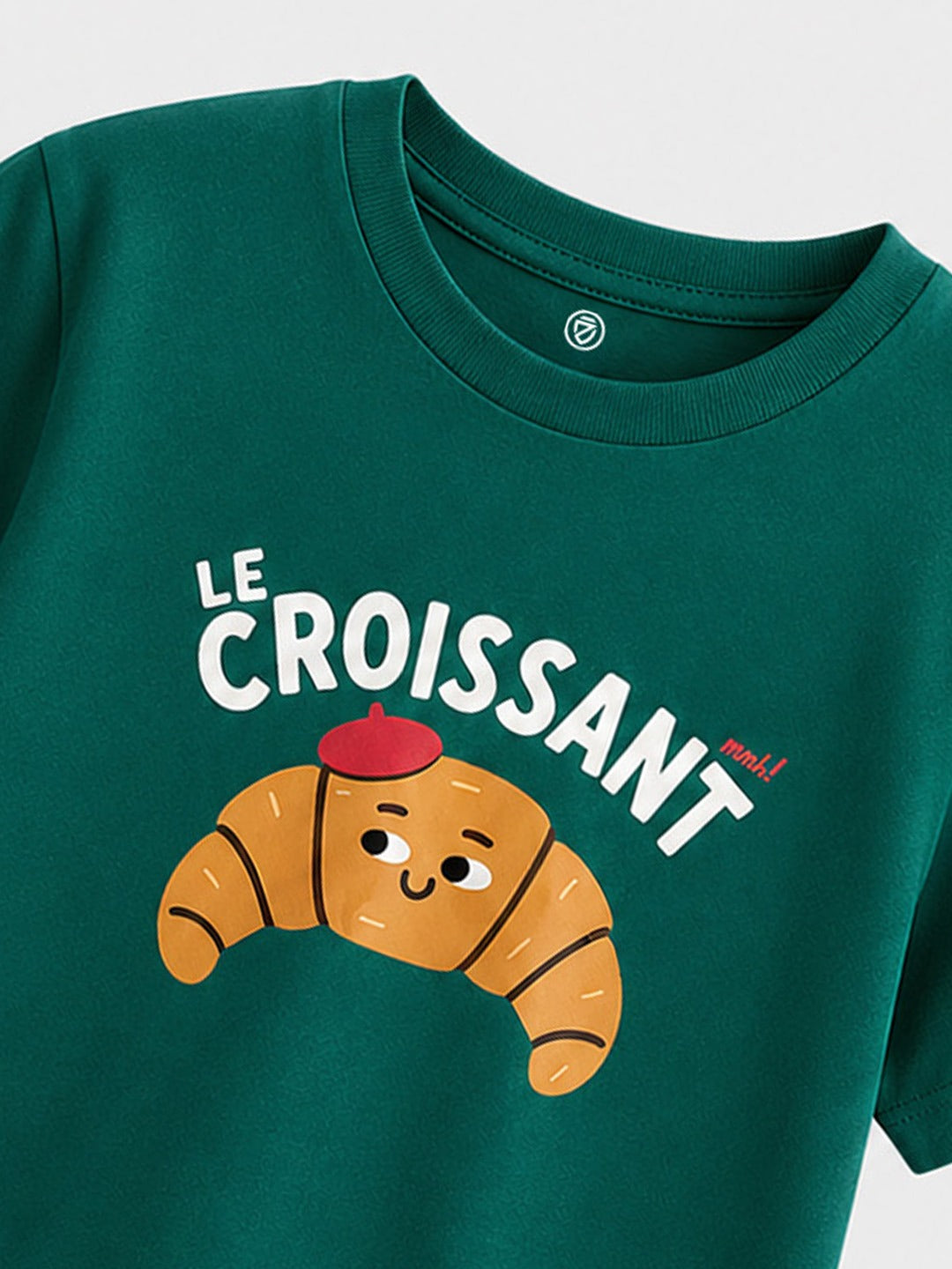 CODEZ Boys Alpine Green Pure Cotton Le Croissant Graphic Relaxed Fit T-Shirt