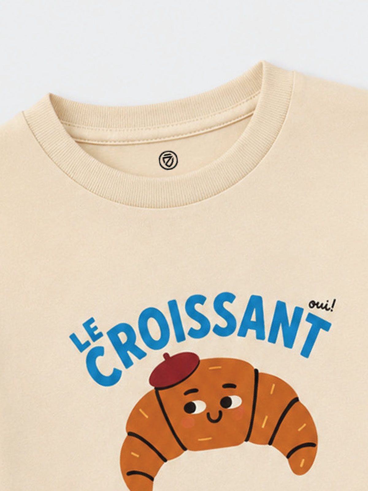 CODEZ Boys Beige Pure Cotton Le Croissant Graphic Relaxed Fit T-Shirt