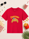 CODEZ Boys Red Pure Cotton Le Croissant Graphic Relaxed Fit T-Shirt