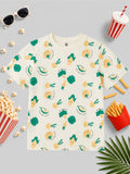 CODEZ Boys White Jade Pure Cotton Stay Healthy Vegetable Print Relaxed Fit T-Shirt