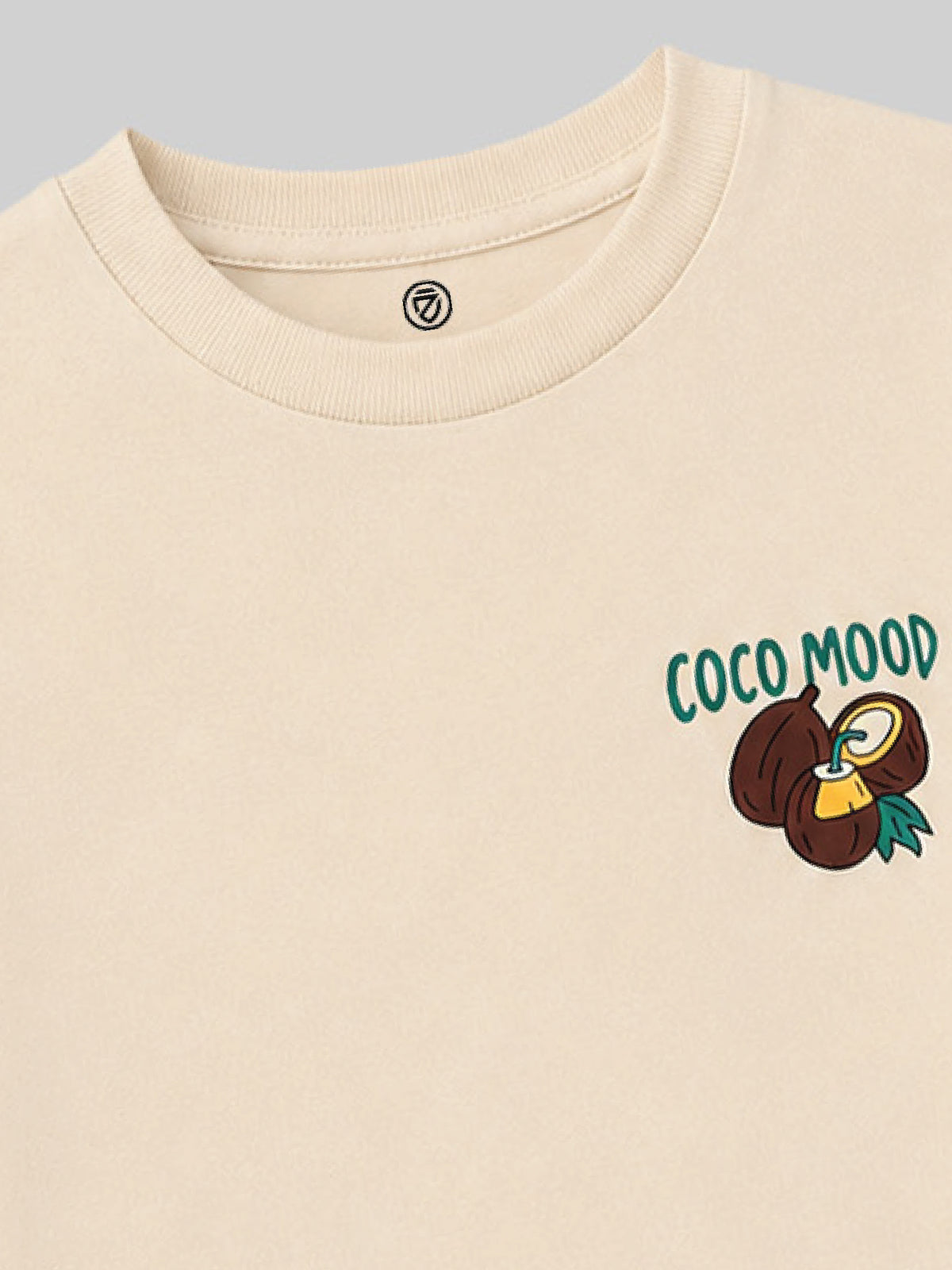 CODEZ Boys Beige Pure Cotton Coco Mood Coconut Graphic Relaxed Fit T-Shirt