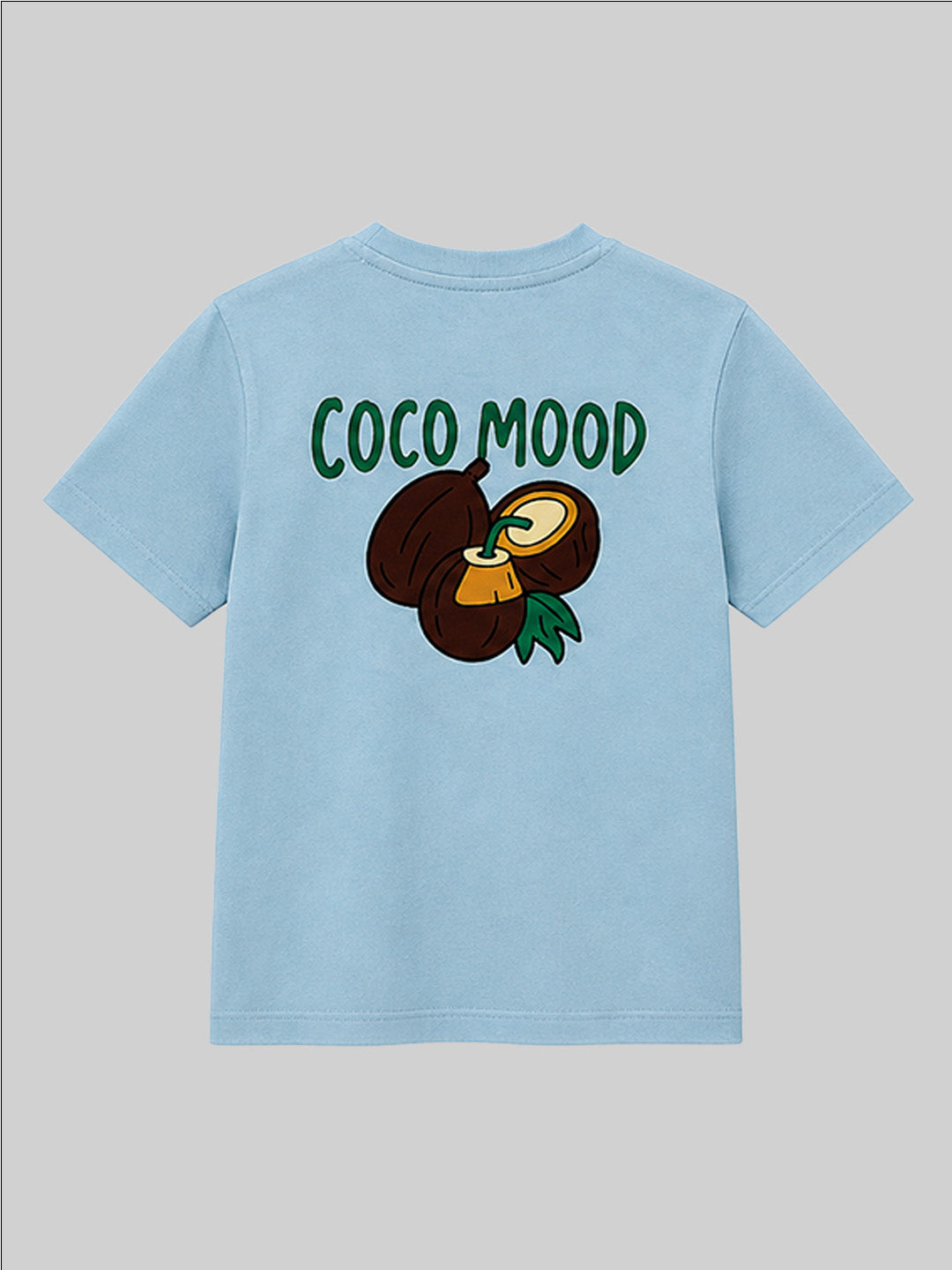 CODEZ Boys Cool Blue Pure Cotton Coco Mood Coconut Graphic Relaxed Fit T-Shirt