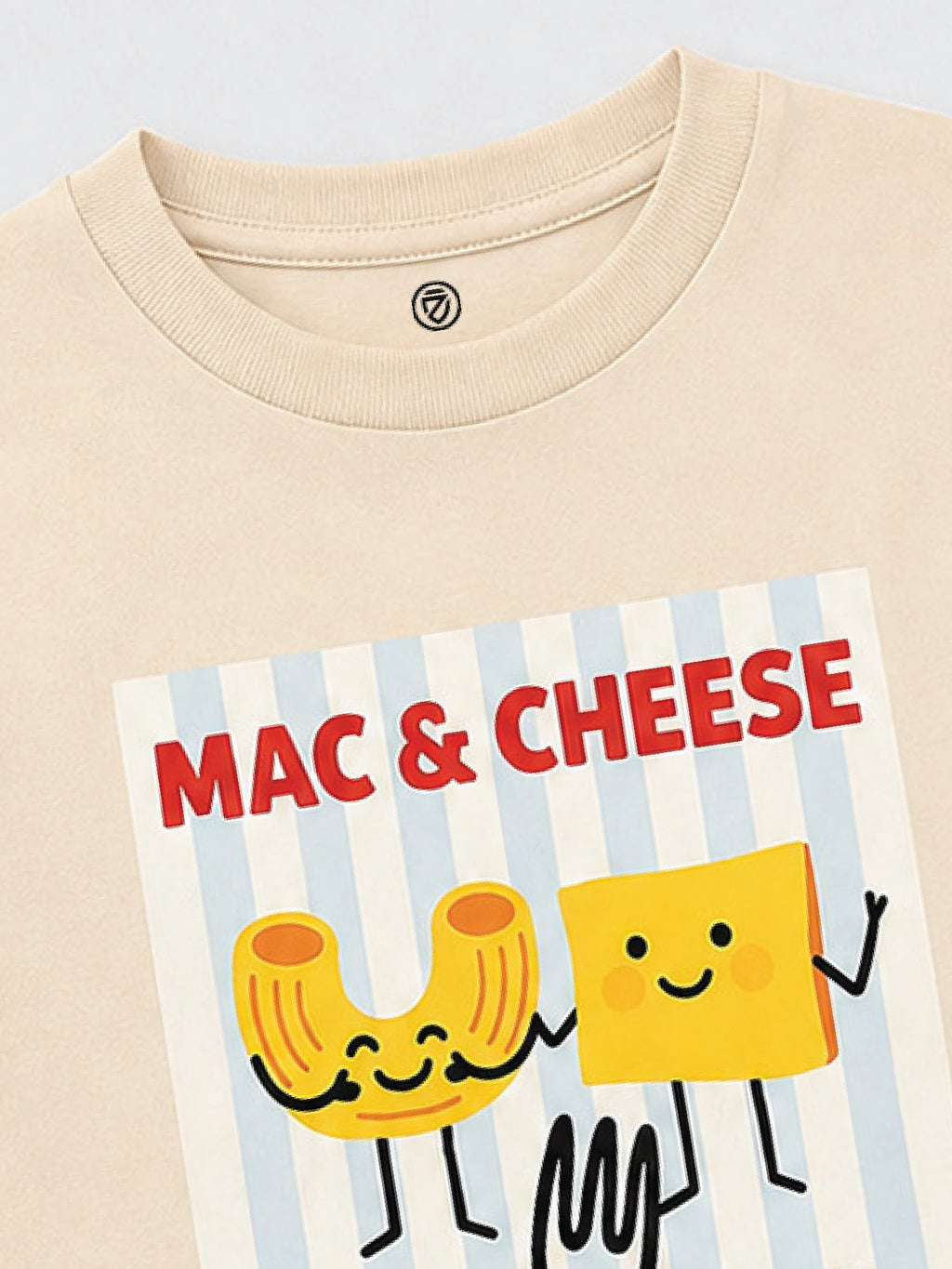 CODEZ Boys Beige Pure Cotton Mac & Cheese Club Graphic Relaxed Fit T-Shirt
