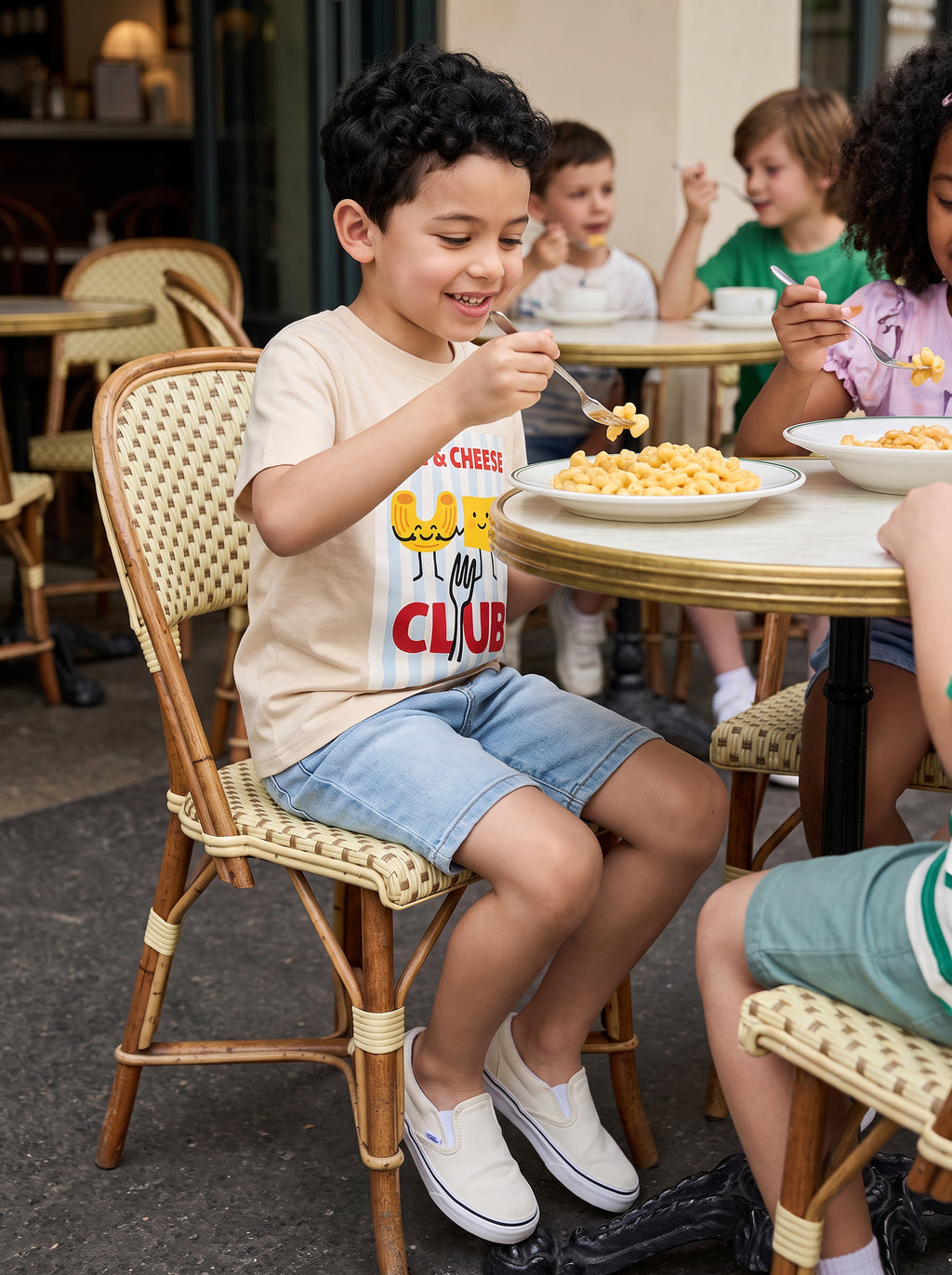 CODEZ Boys Beige Pure Cotton Mac & Cheese Club Graphic Relaxed Fit T-Shirt