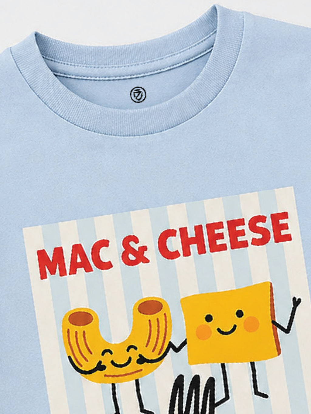 CODEZ Boys Cool Blue Pure Cotton Mac & Cheese Club Graphic Relaxed Fit T-Shirt