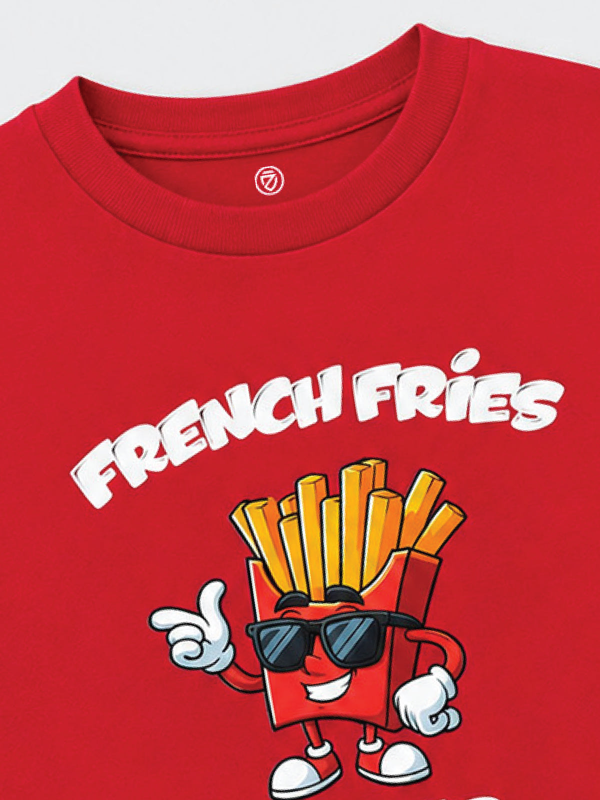 CODEZ Boys Red Pure Cotton French Fries Lover Graphic Relaxed Fit T-Shirt