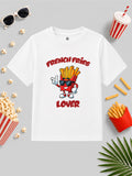 CODEZ Boys White Pure Cotton French Fries Lover Graphic Relaxed Fit T-Shirt