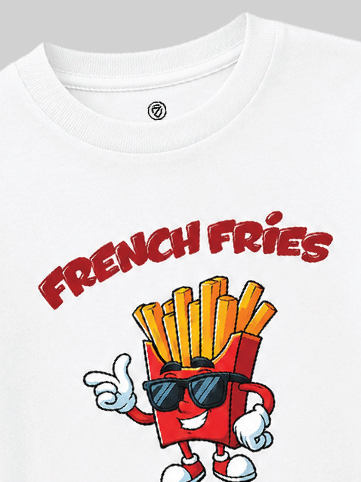 CODEZ Boys White Pure Cotton French Fries Lover Graphic Relaxed Fit T-Shirt