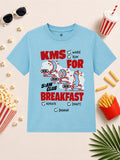 CODEZ Boys Cool Blue Pure Cotton KMS Run For Breakfast Graphic Relaxed Fit T-Shirt