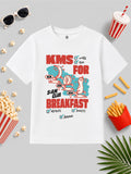 CODEZ Boys White Pure Cotton KMS Run For Breakfast Graphic Relaxed Fit T-Shirt