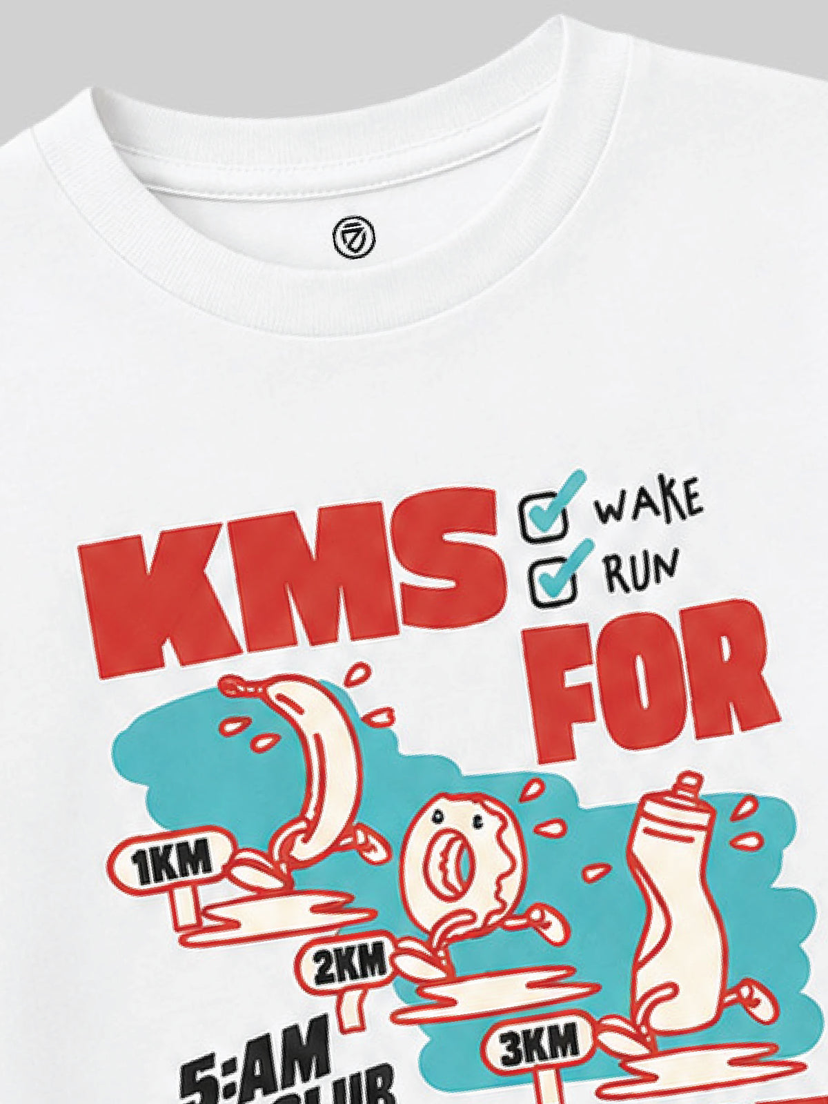 CODEZ Boys White Pure Cotton KMS Run For Breakfast Graphic Relaxed Fit T-Shirt