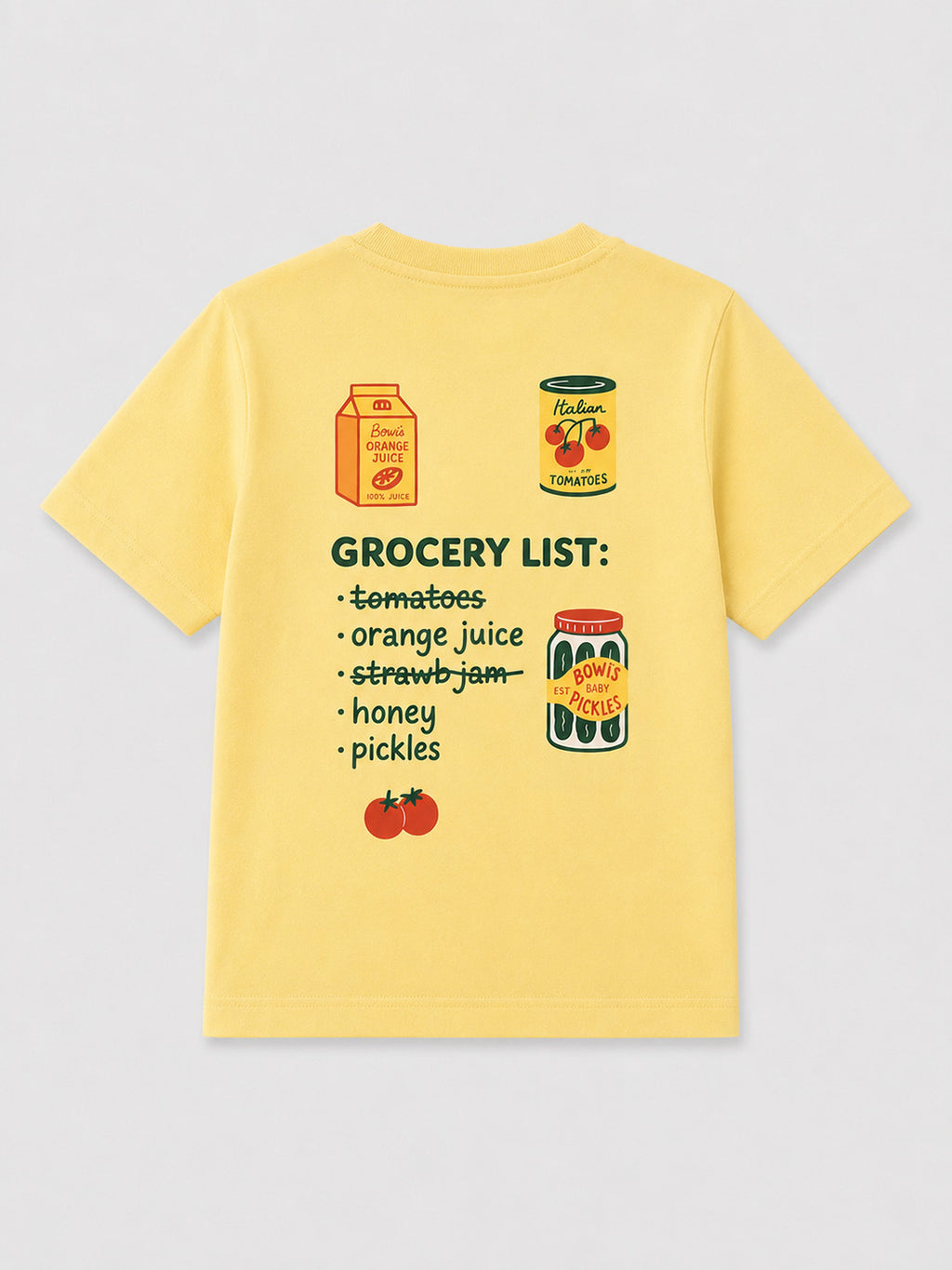 CODEZ Boys Lemon Drop Pure Cotton Grocery List Graphic Relaxed Fit T-Shirt