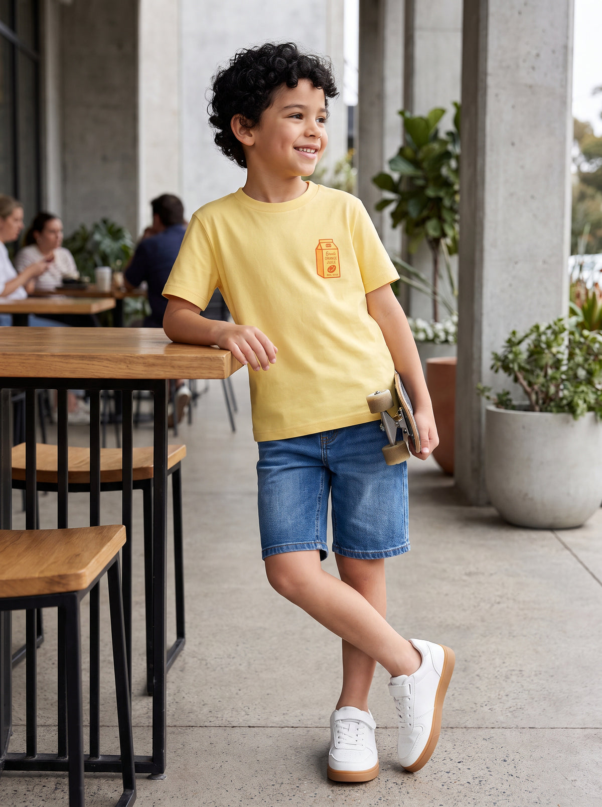 CODEZ Boys Lemon Drop Pure Cotton Grocery List Graphic Relaxed Fit T-Shirt