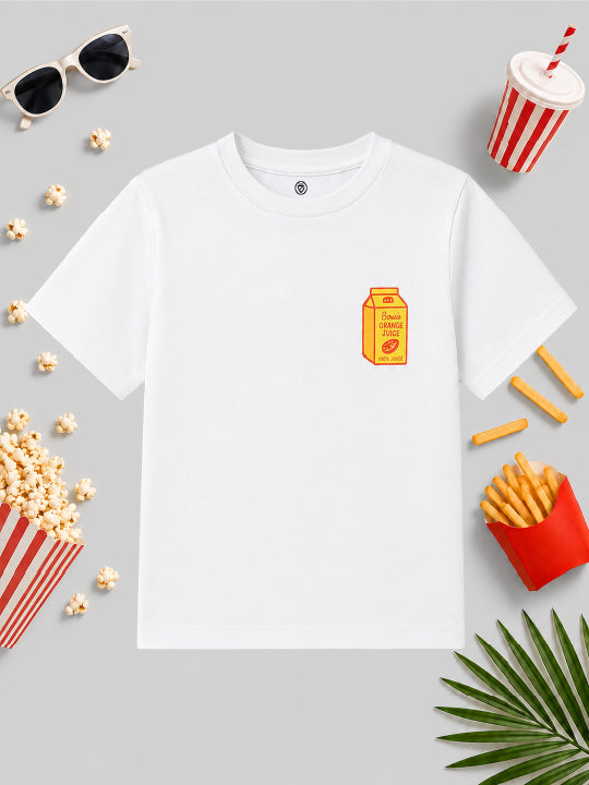 CODEZ Boys White Pure Cotton Grocery List Graphic Relaxed Fit T-Shirt