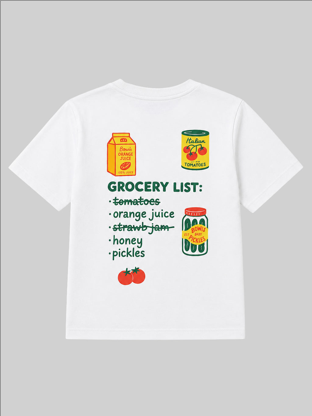 CODEZ Boys White Pure Cotton Grocery List Graphic Relaxed Fit T-Shirt
