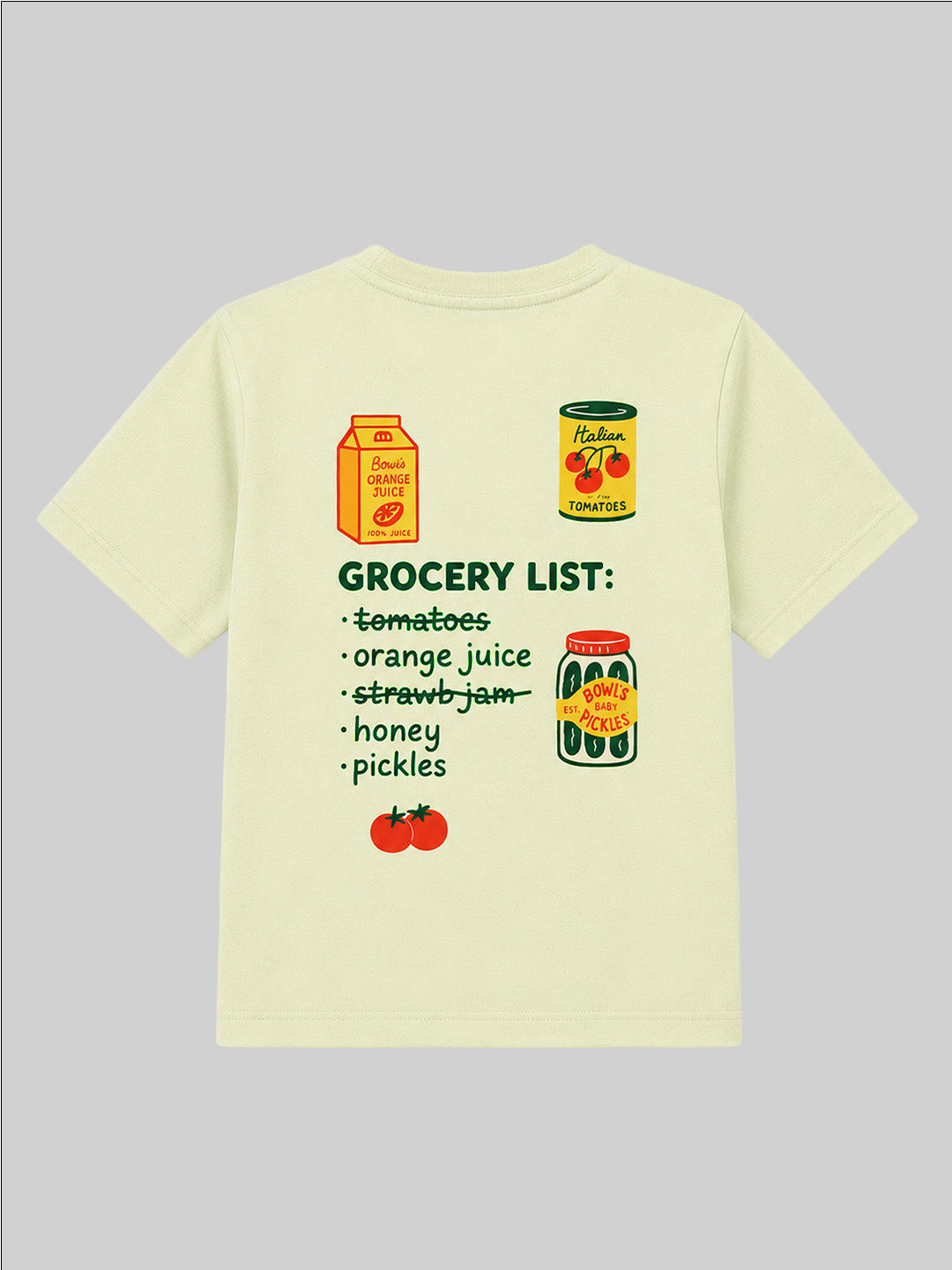 CODEZ Boys White Jade Pure Cotton Grocery List Graphic Relaxed Fit T-Shirt