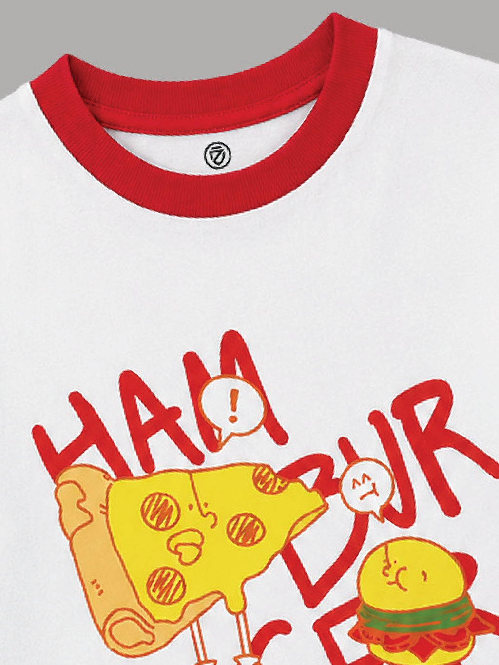 CODEZ Boys White Pure Cotton Hamburger & Pizza Graphic Relaxed Fit T-Shirt