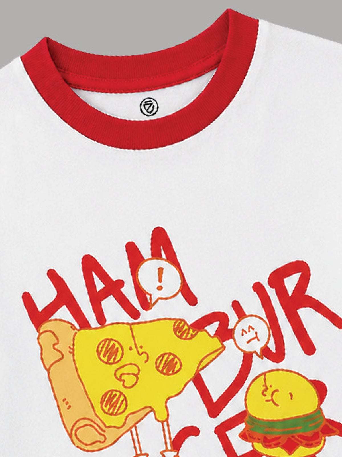 CODEZ Boys White Pure Cotton Hamburger & Pizza Graphic Relaxed Fit T-Shirt