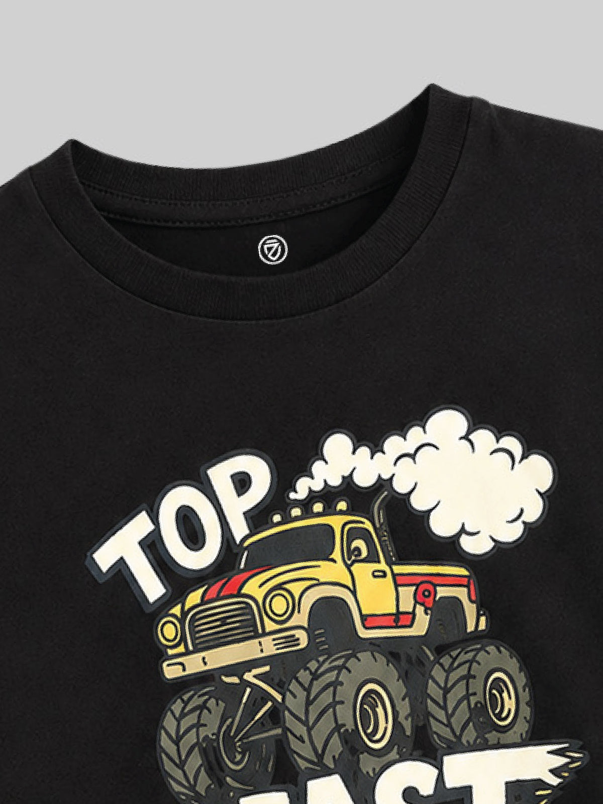CODEZ Boys Black Pure Cotton Top Beast Monster Truck Graphic Relaxed Fit T-Shirt