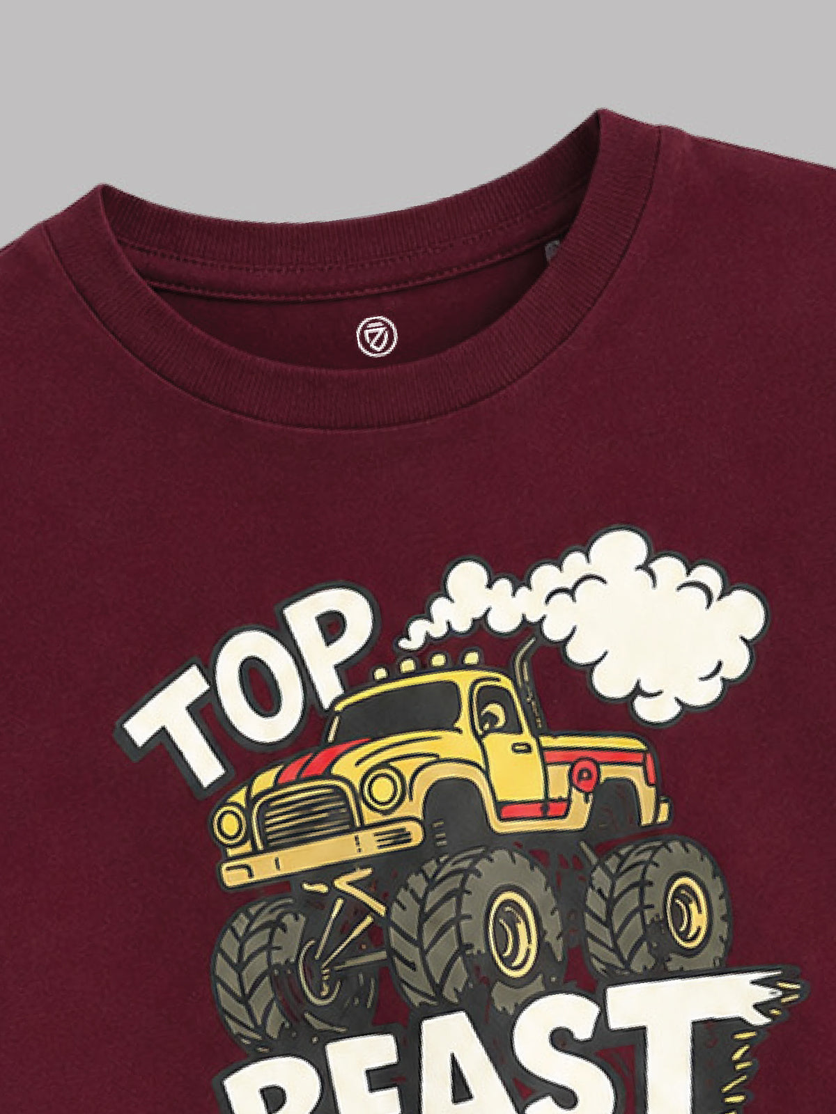 CODEZ Boys Tawny Port Pure Cotton Top Beast Monster Truck Graphic Relaxed Fit T-Shirt