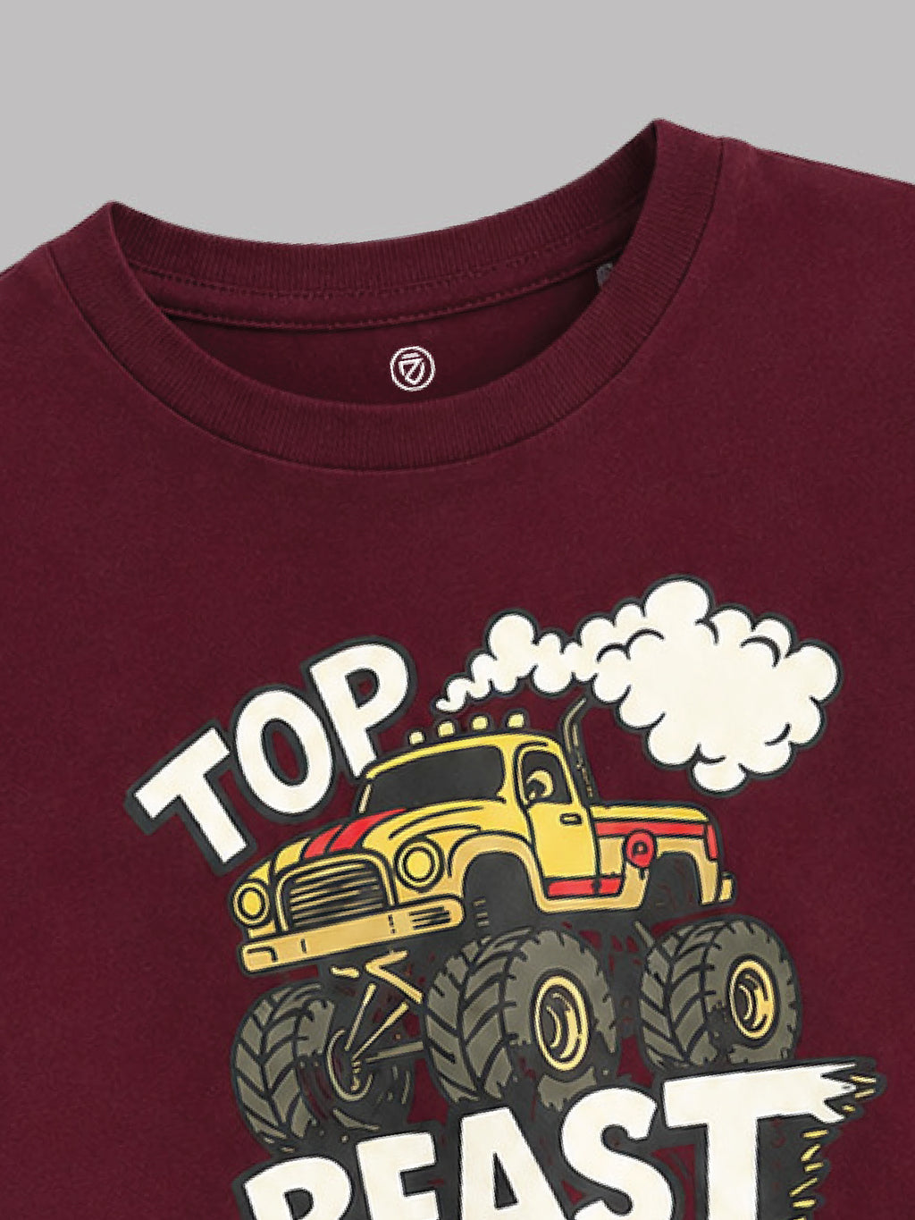 CODEZ Boys Tawny Port Pure Cotton Top Beast Monster Truck Graphic Relaxed Fit T-Shirt