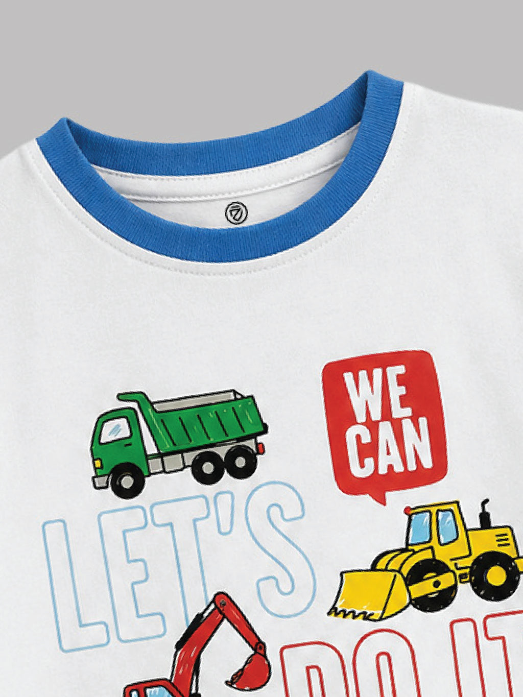 CODEZ Boys White Pure Cotton Construction Graphic Relaxed Fit T-Shirt