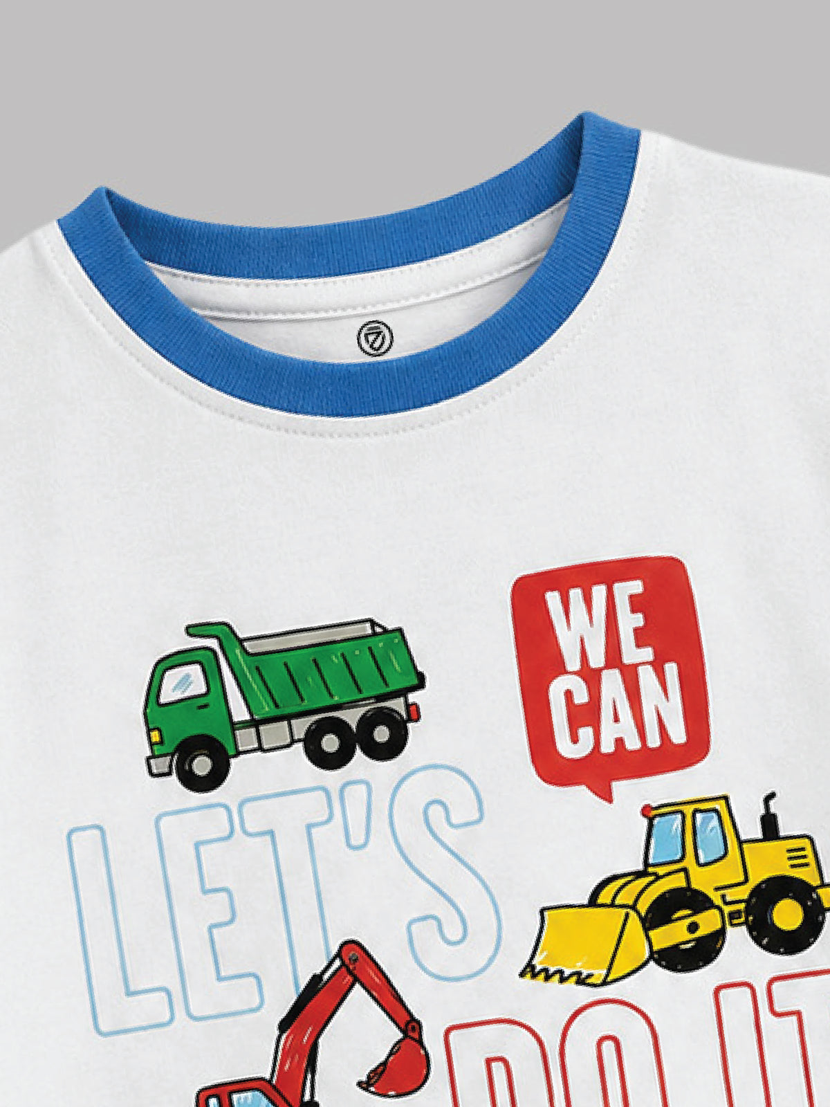 CODEZ Boys White Pure Cotton Construction Graphic Relaxed Fit T-Shirt