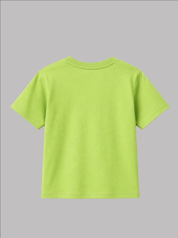CODEZ Boys Green Glow Pure Cotton Trouble Vehicles Graphic Relaxed Fit T-Shirt