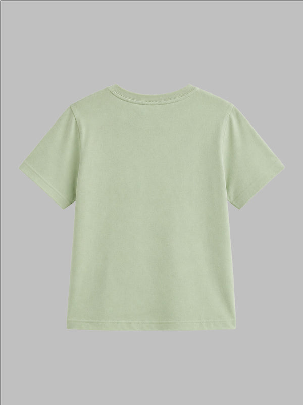 CODEZ Boys Fog Green Pure Cotton Born To Be Awesome Graphic Relaxed Fit T-Shirt