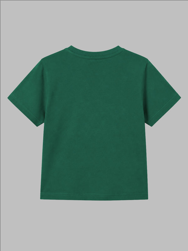 CODEZ Boys Alpine Green Pure Cotton Crunch Monster Graphic Relaxed Fit T-Shirt