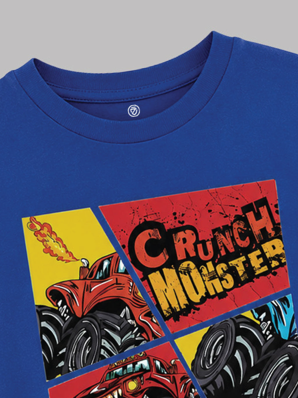 CODEZ Boys Blue Pure Cotton Crunch Monster Graphic Relaxed Fit T-Shirt