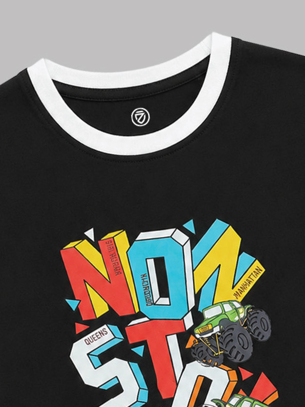 CODEZ Boys Black Pure Cotton Non Stop NYC Graphic Relaxed Fit T-Shirt