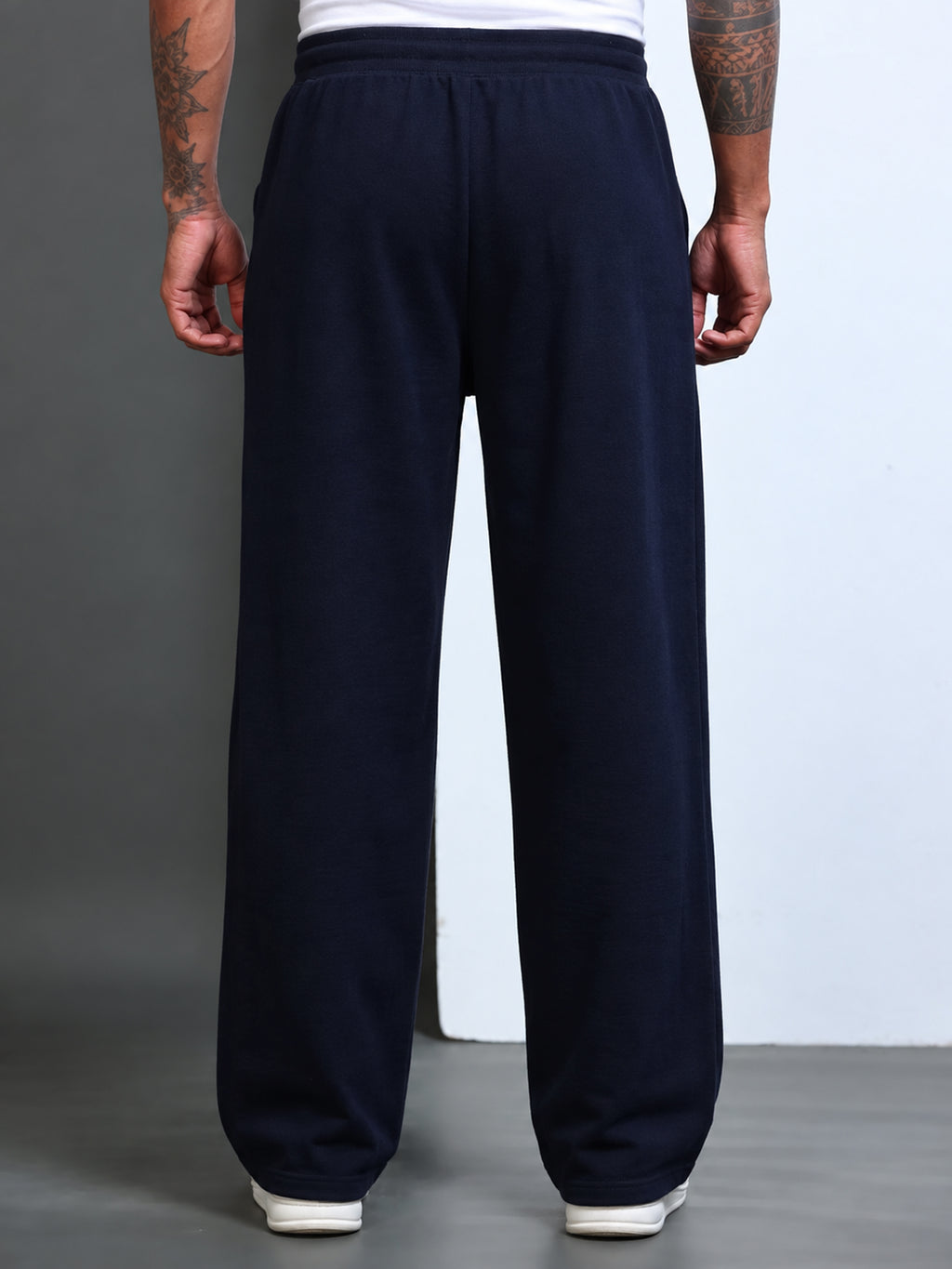 ARDEUR STREETZ Men Navy Cotton Blend Mountain Trail Graphic Baggy Fit Track Pants