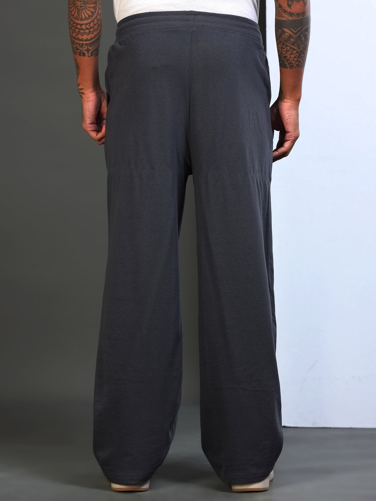 ARDEUR STREETZ Men Steel Grey Cotton Blend Mountain Trail Graphic Baggy Fit Track Pants