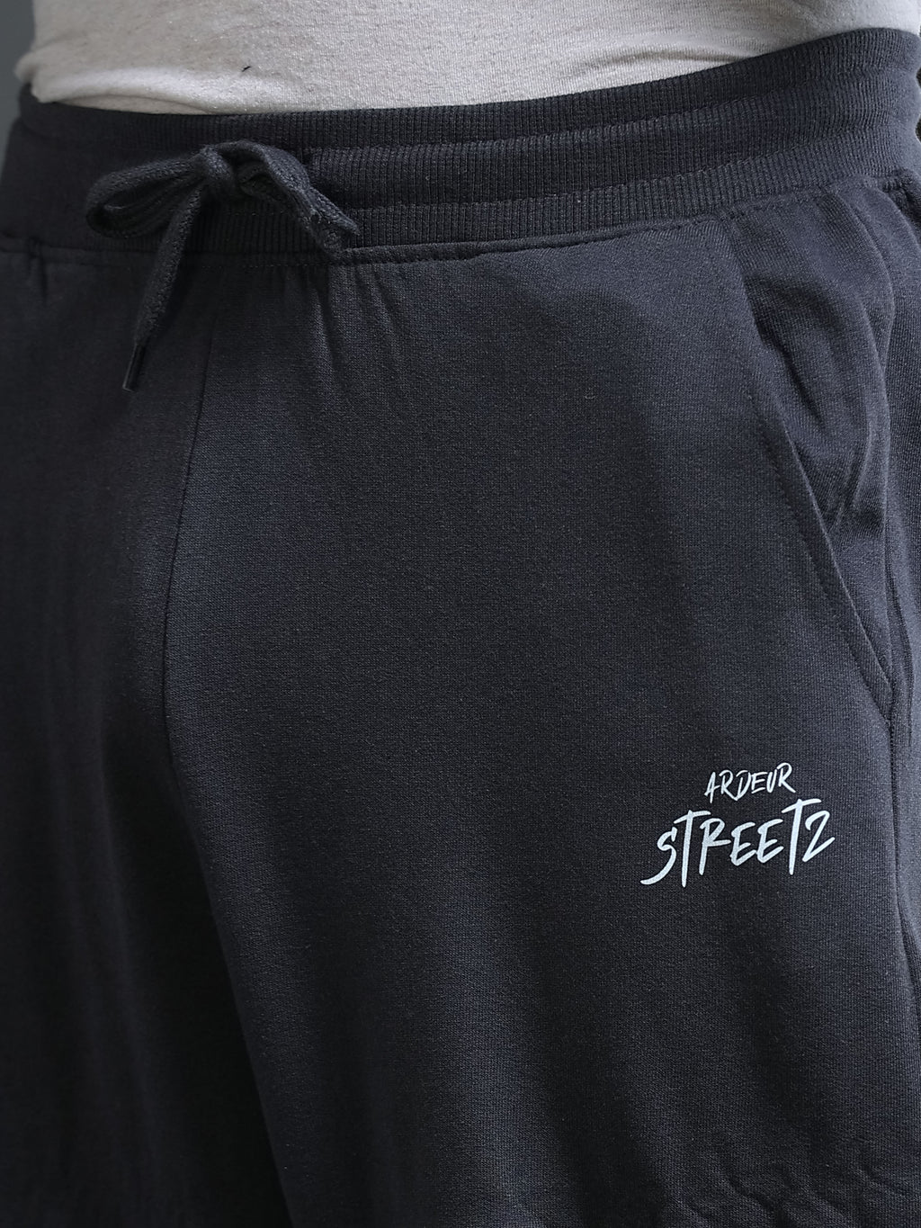 ARDEUR STREETZ Men Steel Grey Cotton Blend Mountain Trail Graphic Baggy Fit Track Pants
