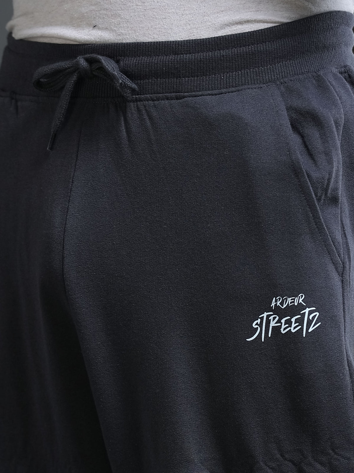 ARDEUR STREETZ Men Steel Grey Cotton Blend Mountain Trail Graphic Baggy Fit Track Pants