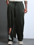 ARDEUR STREETZ Men Olive Cotton Blend Sneaker Graphic Baggy Fit Track Pants