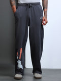 ARDEUR STREETZ Men Steel Grey Cotton Blend Sneaker Graphic Baggy Fit Track Pants